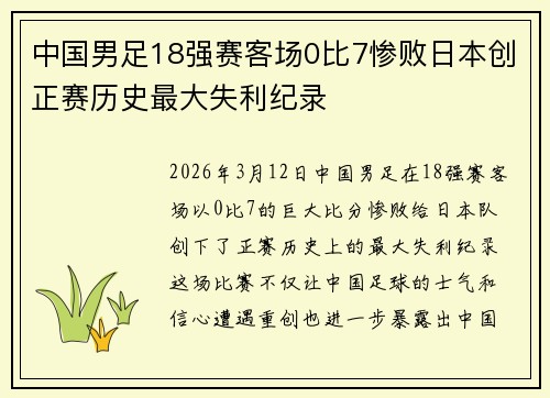 中国男足18强赛客场0比7惨败日本创正赛历史最大失利纪录 中国男足18强赛客场0比7惨败日本创正赛历史最大失利纪录